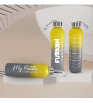 Kişiye Özel Renkli 750 ml Motivasyon Cam Su Matarası HK2708 (Gri)