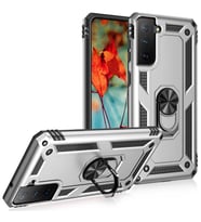 Samsung Galaxy S21 FE Kılıf Yüzüklü Standli Tank Kapak (Gri)