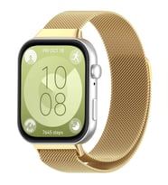 Huawei Watch Fit 3 Uyumlu Paslanmaz Hasır Örgü Metal Milano Kordon Strap (Gold)