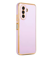 Huawei Nova Y70 Kılıf Kenarları Gold Kamera Korumalı Renkli Pastel Silikon Siyah BARK (Lila)