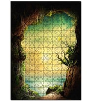 Cakapuzzle Dağ Mağarasından Deniz Manzarası Puzzle Yapboz MDF (Ahşap) (1000 Parça)