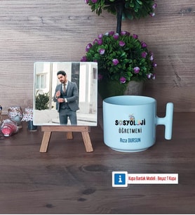 Sosyoloji Öğretmeni Fotoğraflı Dekoratif Taş, Kupa Bardak Beyaz Hediye Öğretmenler Günü Hediyesi (Model 12)