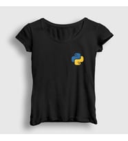 Presmono Kadın Beyaz Logo Python Developer Yazılımcı T-Shirt 336412tt (Siyah)