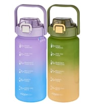 Vagonlife 2'li Ekonomik Motivasyon Matara Seti 1500 ml Büyük Boy 4 Farklı Renk Seçeneği FiftyFifty (Mor-Sarı)