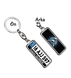Kişiye Özel Plaka Metal Anahtarlık   Citroen Logo (Gümüş)