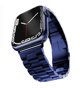 Apple Watch 10/11 42mm-38/40/41mm Kordon Klipsli Metal Kordon 04-A 2/3/4/5/6/se/ (Mavi)