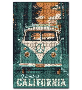 Cakapuzzle Yeşil Rente Vosvos Minibüs Çizim Görsel Puzzle Yapboz MDF (Ahşap) (255 Parça)