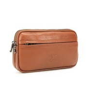 KANGAROO KINGDOM Hakiki Deri Siyah Erkek Portföy & Clutch El Çantası 1530-S (Taba)