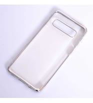 Galaxy S10 Kılıf İnce Köşeleri Renkli Şeffaf Silikon (Gri)