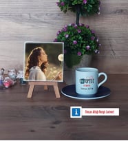 Ortopedi Uzmanı Fotoğraflı Dekoratif Taş, Ahşap Altlıklı Türk Kahvesi Fincanı Hediye (Model 4)
