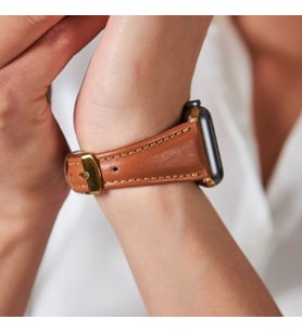 vagave Apple Watch 42mm 44mm 45mm 3 4 5 6 7 se 8 Ultra Uyumlu Kadın Deri Kordon Saat Kordonu (Taba)