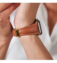 vagave Apple Watch 42mm 44mm 45mm 3 4 5 6 7 se 8 Ultra Uyumlu Kadın Deri Kordon Saat Kordonu (Taba)