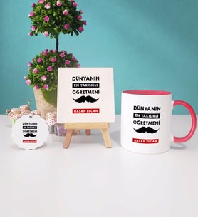 Dünyanın En Yakışıklı Öğretmeni Kupa Bardak Lacivert Dekoratif Taş Baskı Anahtarlık (Model 7)
