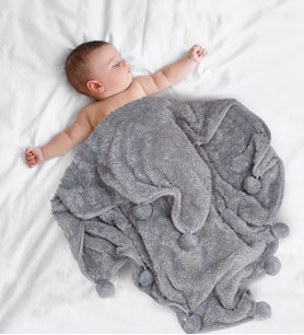 Pabteks Ponponlu Peluş Bebek/çocuk Battaniyesi (Gri)