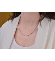 Onseva Kuyumculuk Renkli Mineli Noktalı Toplu Zincir Kolye 14 Ayar Altın (Lacivert)