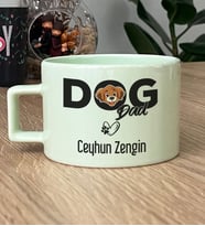 Kişiye Özel Dog Dad Hediye Pastel Fincan Köpek Babası (Yeşil)