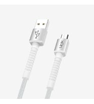 K551 Güvenli ve Hızlı 1m Örgülü Metal Kafa Mikro USB Şarj Kablosu (Beyaz)