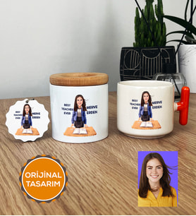 Kişiye Özel Karikatürlü Sınıf Öğretmeni Hediye Seti T Kupa, Kalemlik, Anahtarlık Kadın Sınıf Öğretmenine Öğretmenler Günü Hediyesi (Turuncu)
