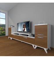 Decoraktiv Ekoflex On2 Slm Retro Tv Ünitesi Tv Sehpası (Beyaz - Ceviz)