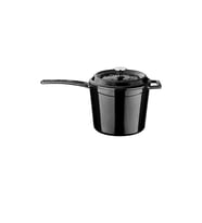 Lava Döküm Yuvarlak Sos Tenceresi. Döküm Demir Yekpare Saplı Trendy Serisi Çap(Ø18 cm. (Siyah)