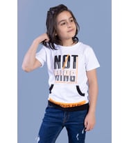 Toontoy Erkek Çocuk Kanguru Cepli Neon Baskılı Tişört (Beyaz)