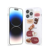 Apple iPhone 14 Pro Max Kılıf Parlayan Sıvılı Simli Kabartma Figürlü Redclick Cevze Kapak