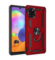 Samsung Galaxy A31 Kılıf Yüzüklü Zırh Tank Vega (Kırmızı)