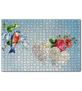 Cakapuzzle Kırmızı Güller Kuş ve Kalpli Mektuplar  Puzzle Yapboz MDF (Ahşap) (1000 Parça)