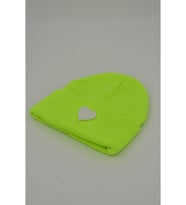 Moxxo Sevgililer Günü Özel Koleksiyonu Beyaz Kalp Figürlü Neon Turuncu Renk Unisex Erkek/Kadın Bere (Neon Sarı)