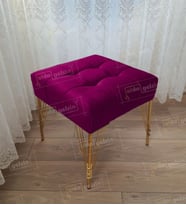 Modern Dilim Puf Ayakucu Puf Gold Metal Ayak (45*45) (Mor)
