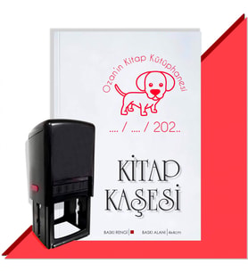 Kişiye Özel Sevimli Köpek 19 Tarihli Otomatik Kitap Kaşesi (Kırmızı)