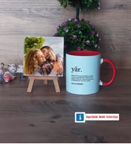 Sevgiliye Hediye Fotoğraflı Dekoratif Taş, Kupa Bardak Beyaz Hediye (Model 2)