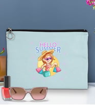 BK Gİft Yaz Temalı-2 Astarlı Portföy Çanta 30x21cm(12 Renk Seçeneği), Baskılı El Çantası, Organizer Çanta (Açık Mavi)