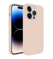 Uyumlu Model Apple iPhone 13 Pro Max Kılıf Magsafe Lansman Silikon Kapak Plas (Açık Pembe)