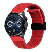 Sneezy Samsung Galaxy Watch 4 40-42-44-46mm Uyumlu 20mm FiberLink Manyetik Tokalı Kumaş Örgü Kordon (Kırmızı)