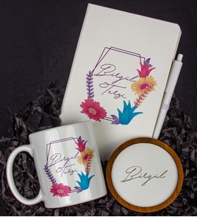 Kişiye Özel Defter Kalem Kupa Ve Bardak Altlığı Hediye Seti 103818 (Model 2)