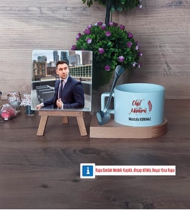 Okul Müdürü Fotoğraflı Dekoratif Taş, Kupa Bardak Beyaz Hediye Öğretmenler Günü Hediyesi (Model 8)