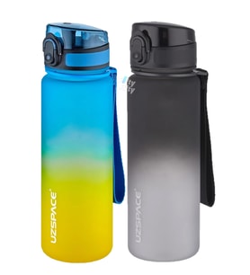 Uzspace 2'li Tritan Matara Seti 500 ml Çift Renk Softtouch FF Collection Tritan Su Matarası (Lacivert-Beyaz)