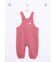 Cep Detaylı 3 İplik  Bebek Salopeti (Pembe)