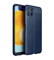 Galaxy M32 Kılıf Zore Niss Deri Desenli Silikon Kılıf (Lacivert)