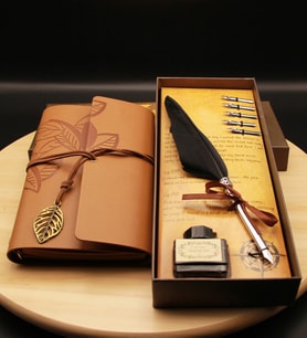 Divit Tüylü Kalem & Defter Seti (Siyah)