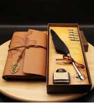 Divit Tüylü Kalem & Defter Seti (Siyah)