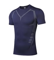 Ghassy Co. Erkek Ultra Esnek Koşu Egzersiz Hızlı Kuruma Nefes Alabilen Kısa Kollu Spor T-shirt (Lacivert)