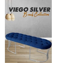 VİEGO SILVER -Kapitoneli Model Puf&Bench&Koltuk-Oturak-Uzun Makyaj Puff-Yatak Odası Ucu&Önü (Mavi)