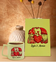 BK Gift Kişiye Özel Sevgili İsimli Sarı Sert Kapaklı Defter ve Middle Kupa Seti, Arkadaşa Hediye, Yeni İş Hediyesi, Doğum Günü Hediyesi (Model 2)
