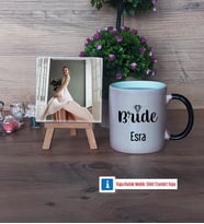 Bride Fotoğraflı Dekoratif Taş, Kupa Bardak Beyaz Hediye (Model 9)