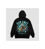 Unisex Gri Eneru Baskılı Hoodie Oversize Kapşonlu Sweatshirt (Siyah)