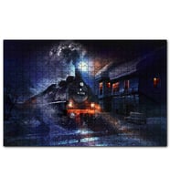Cakapuzzle Gece ve Buharlı Tren  Puzzle Yapboz MDF (Ahşap) (500 Parça)