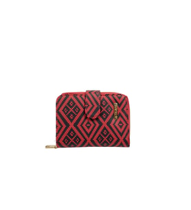 SİA ÇANTA Ollbag Kilim Desenli OrtaBoy Kadın Cüzdan Cift Yönlü Kart & Resim Konulabilir Ana Bölümler Orta Fermuarlı Göz Küçük Çanta Çüzdanı (Kırmızı)