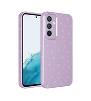 Galaxy S24 Plus Kılıf Kamera Korumalı Simli Lüks Koton Kılıf (Lila)